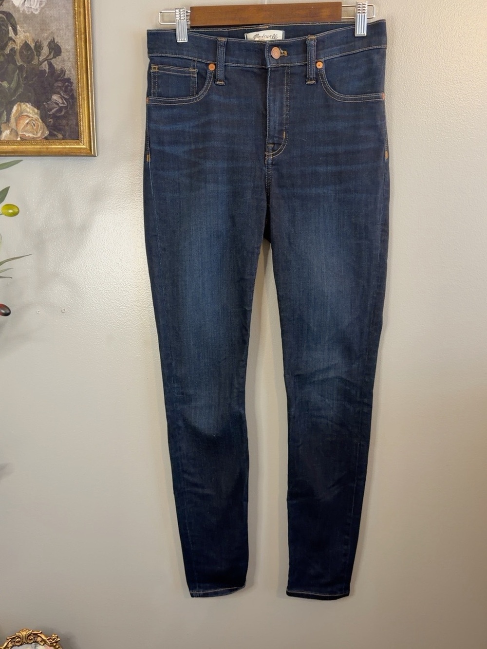 Madewell 9” Mid-Rise Skinny Jeans Size 26 Dark Wash Stretch Denim - Picture 4 of 8